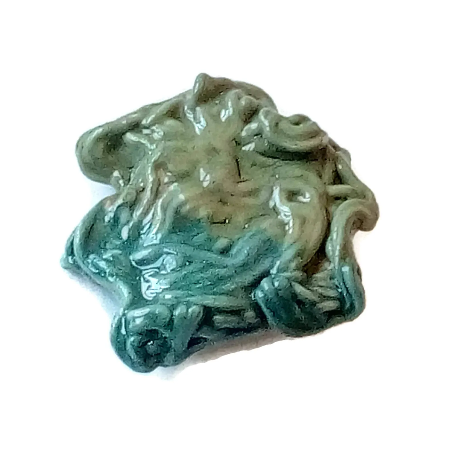 Handmade Ceramic Green Brooch – Unique Abstract Pin