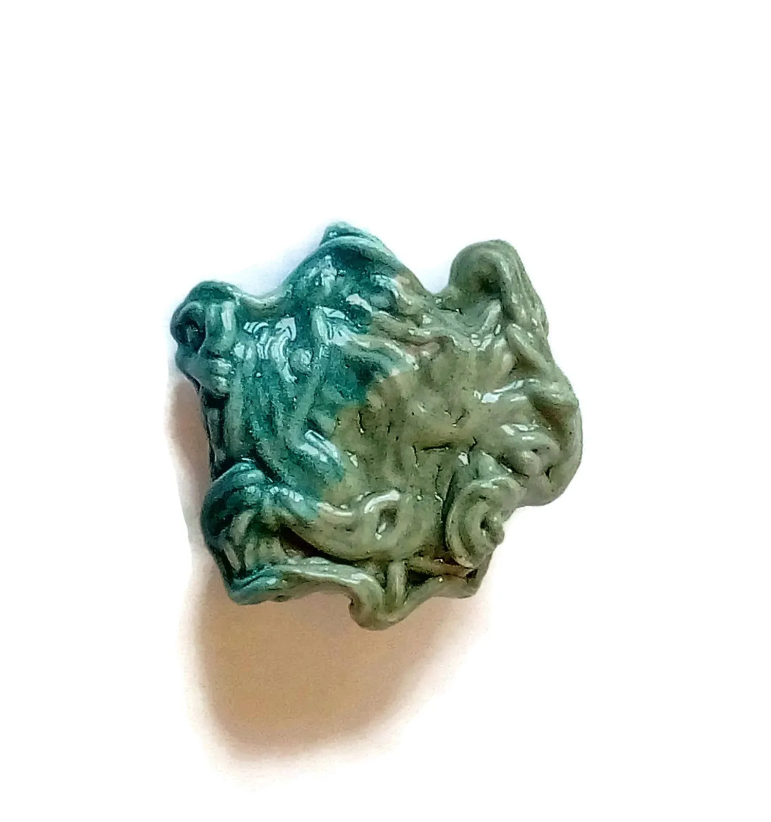 Handmade Ceramic Green Brooch – Unique Abstract Pin