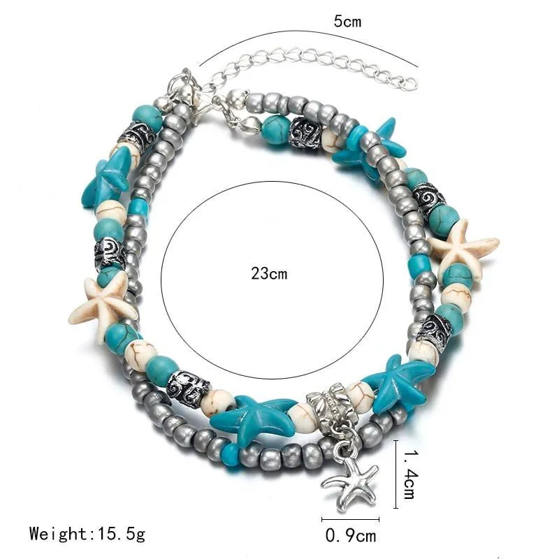 Handmade Luxury Poplar Summer Women's Fashion Cuban Link Anklets Jewelry Alloy Shell Gold Anklet For Womans Legs Brecelets
