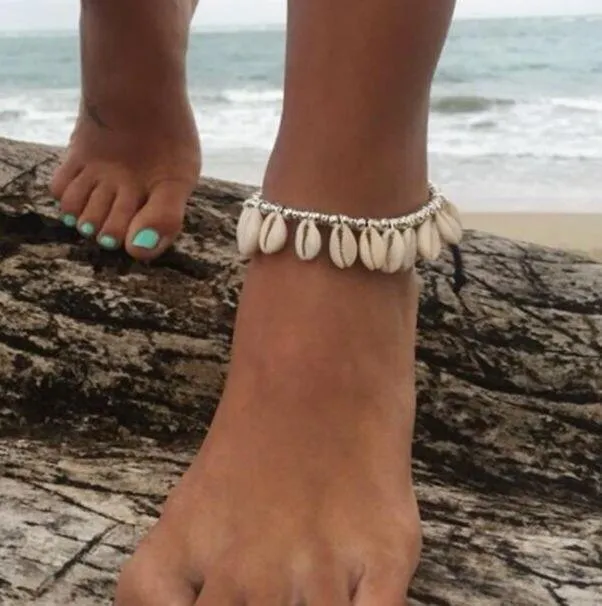 Handmade Luxury Poplar Summer Women's Fashion Cuban Link Anklets Jewelry Alloy Shell Gold Anklet For Womans Legs Brecelets