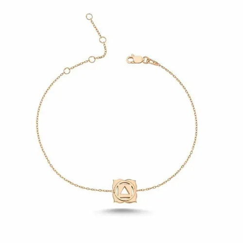 Handmade Sterling Silver Root Chakra Bracelet with 18K Rose Gold or Rhodium Plating - 5.3 inch Chain