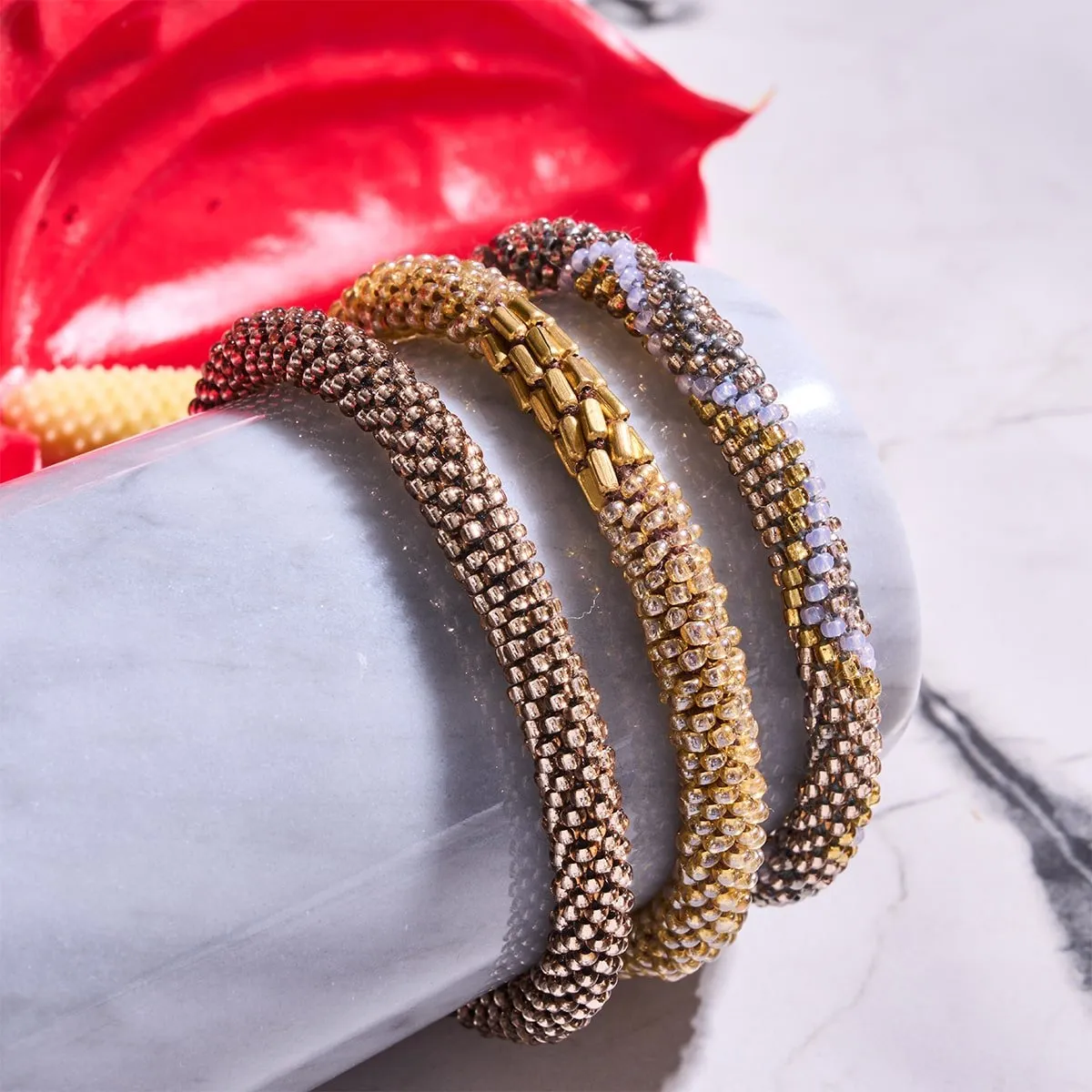 Harvest Gold | Himalayan Glass Bead Bracelet
