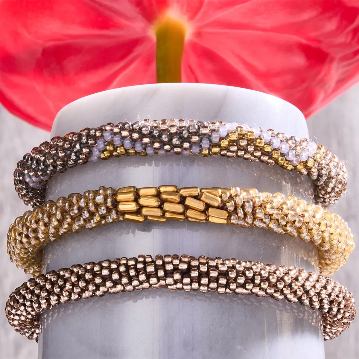Harvest Gold | Himalayan Glass Bead Bracelet