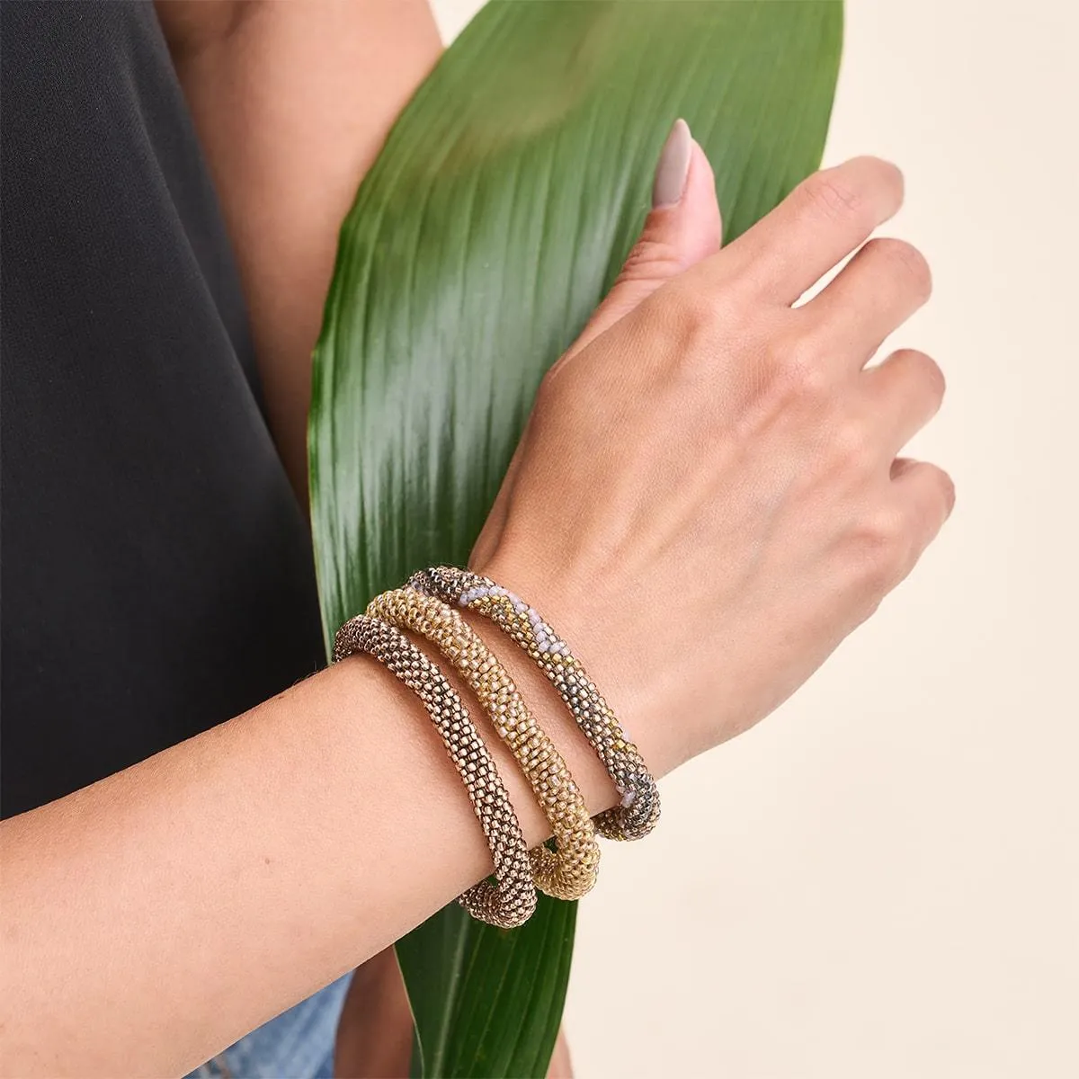 Harvest Gold | Himalayan Glass Bead Bracelet