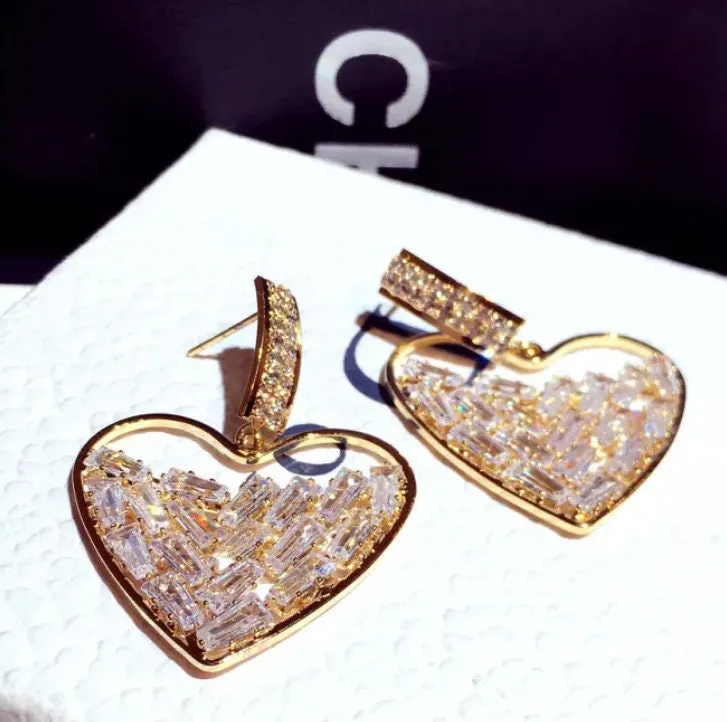 Heart Earrings | Womens Earrings | Diamond Earrings | Heart earrings with Diamonds | Iced Out Earrings | Womens Diamond Earrings | Earrings