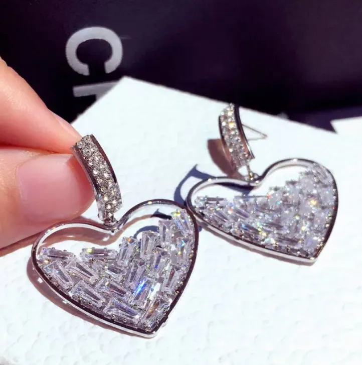 Heart Earrings | Womens Earrings | Diamond Earrings | Heart earrings with Diamonds | Iced Out Earrings | Womens Diamond Earrings | Earrings