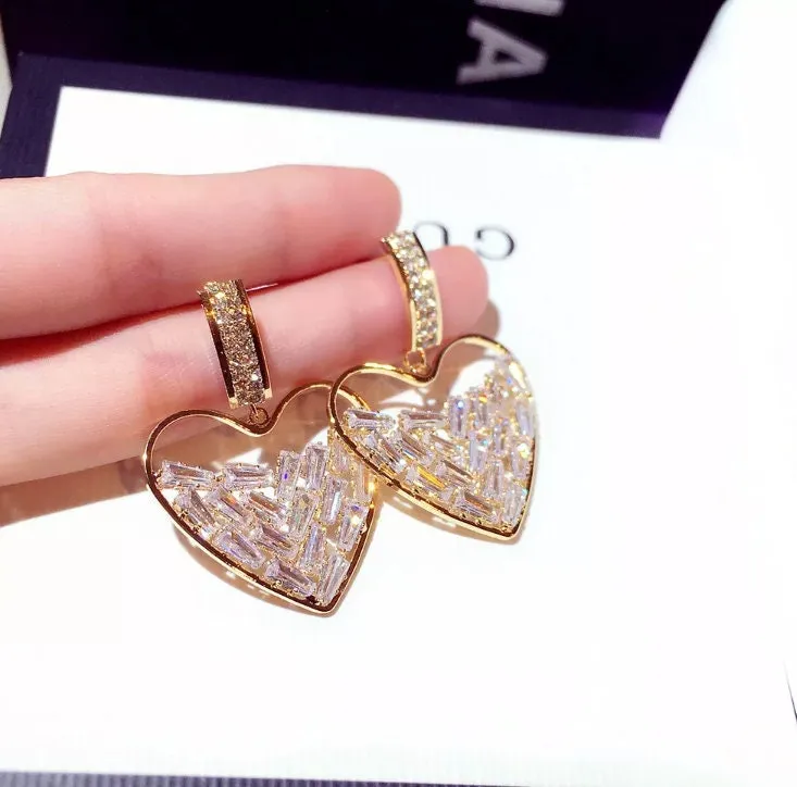 Heart Earrings | Womens Earrings | Diamond Earrings | Heart earrings with Diamonds | Iced Out Earrings | Womens Diamond Earrings | Earrings