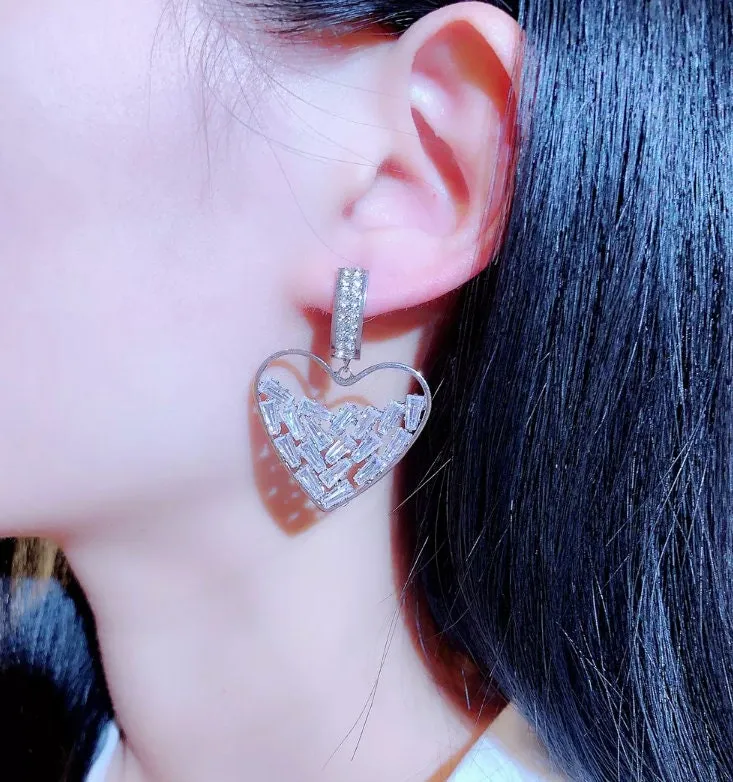 Heart Earrings | Womens Earrings | Diamond Earrings | Heart earrings with Diamonds | Iced Out Earrings | Womens Diamond Earrings | Earrings