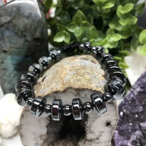 Hematite Macramé Bracelet- The Big Disc