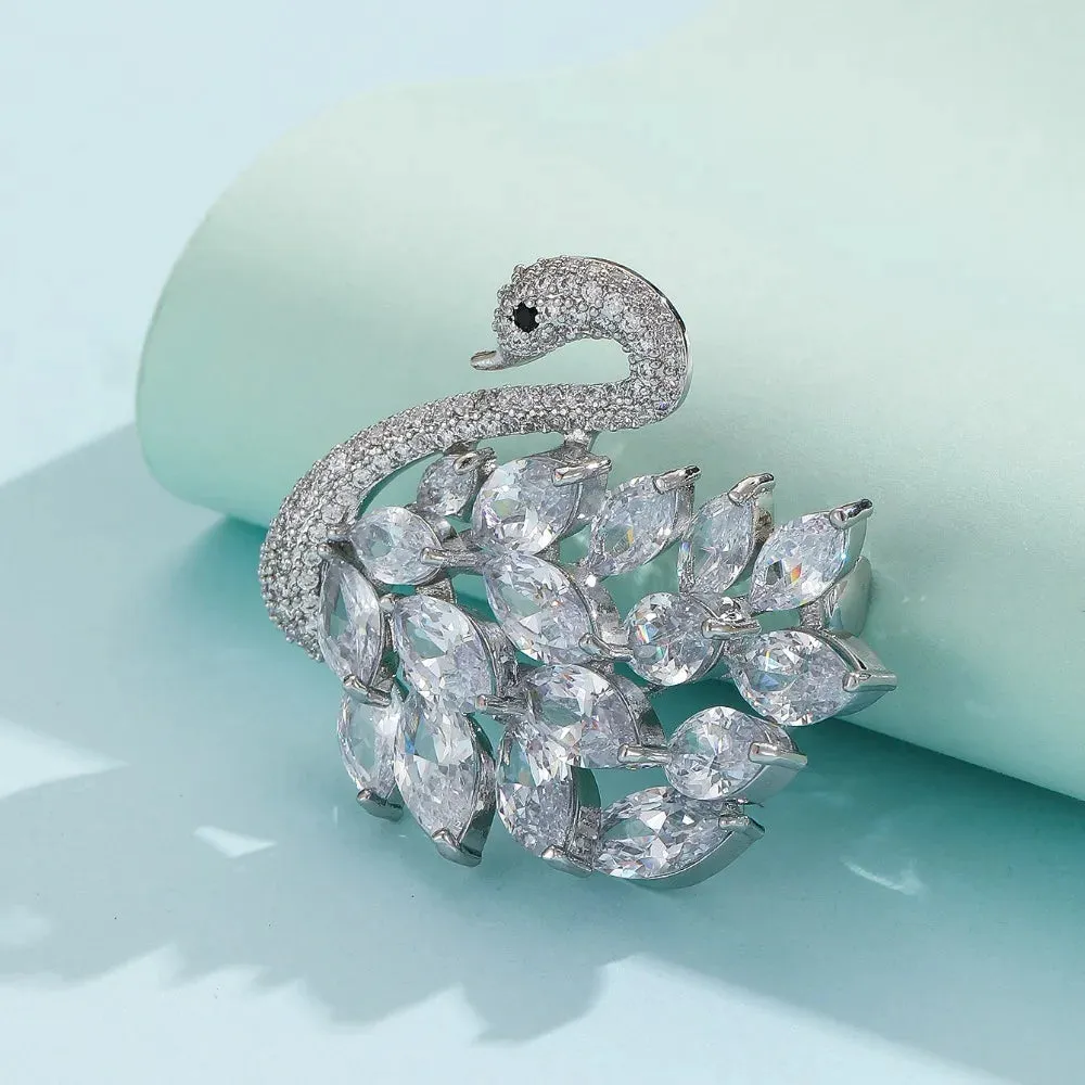 High-end Elegant Swan Brooch Inlaid with Zirconium Super Sparkling Pin High-end