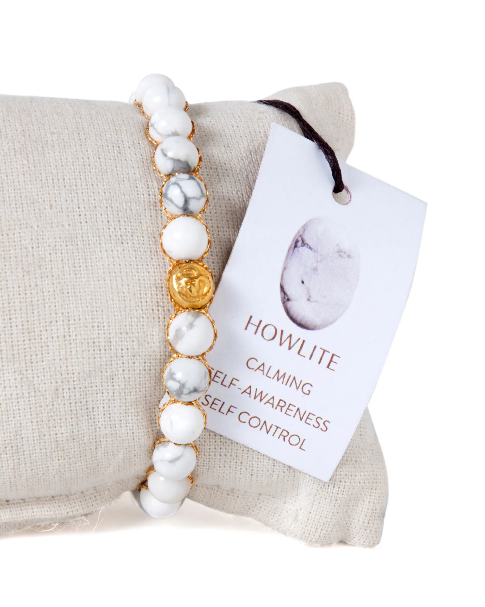 Howlite 6mm Bracelet | Gold