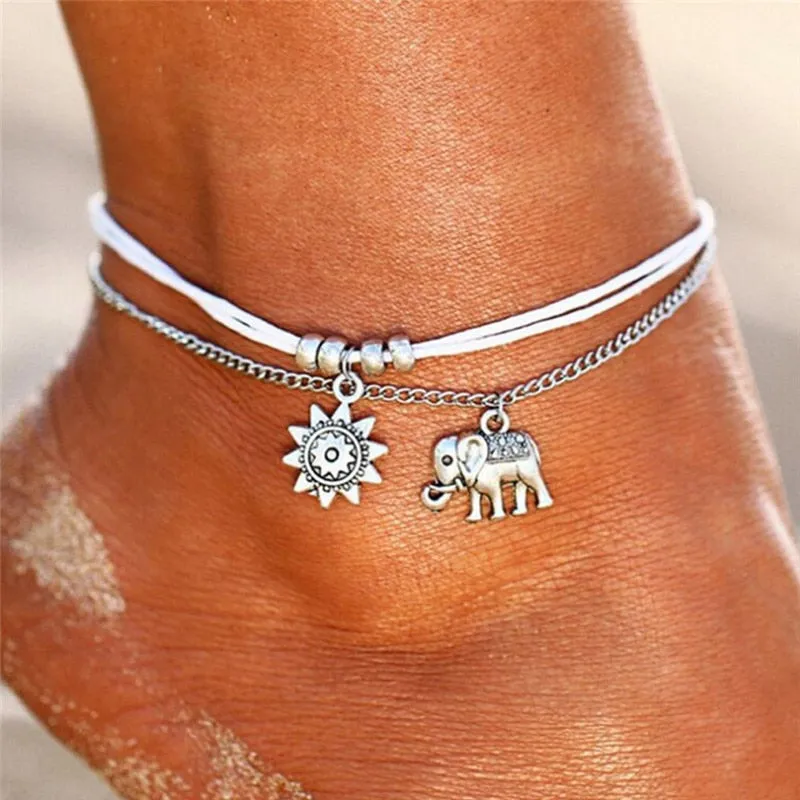 Huitan Bohemia Style Wax Rope Anklets for Women