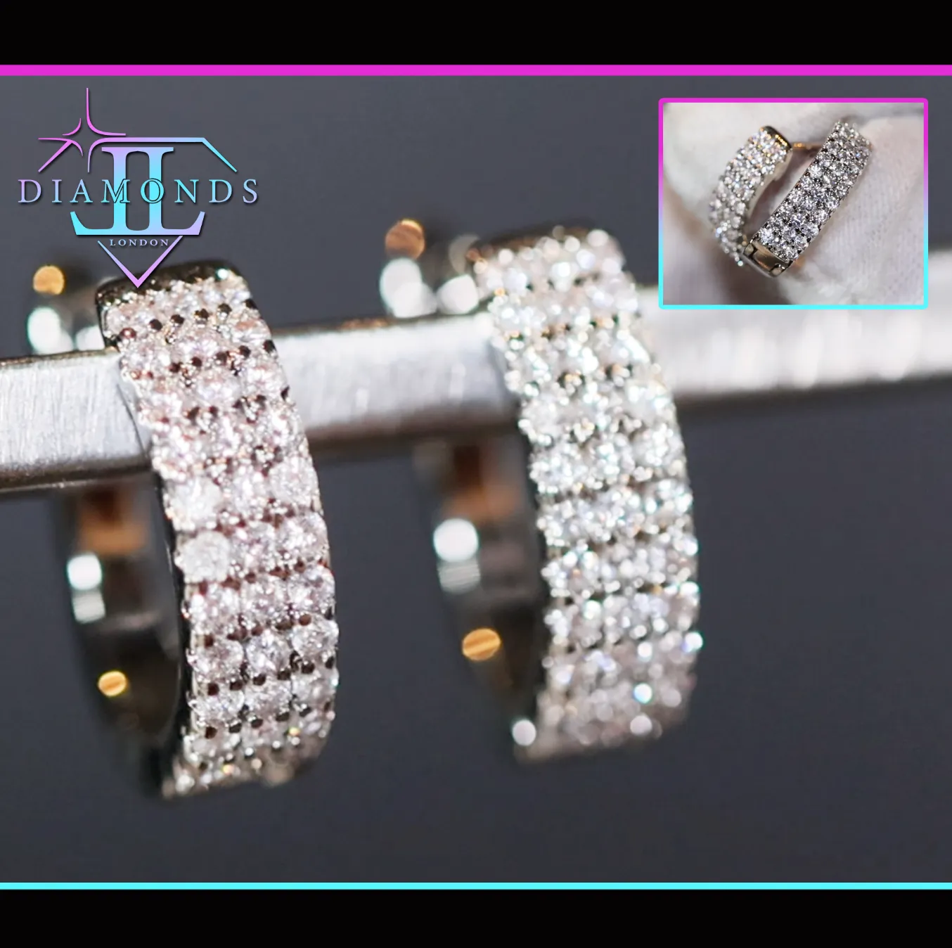 Iced Out Earrings | Mens Diamond Hoop Earrings | Womens Earrings | Mens Diamond Earrings | Diamond Hoop Earrings