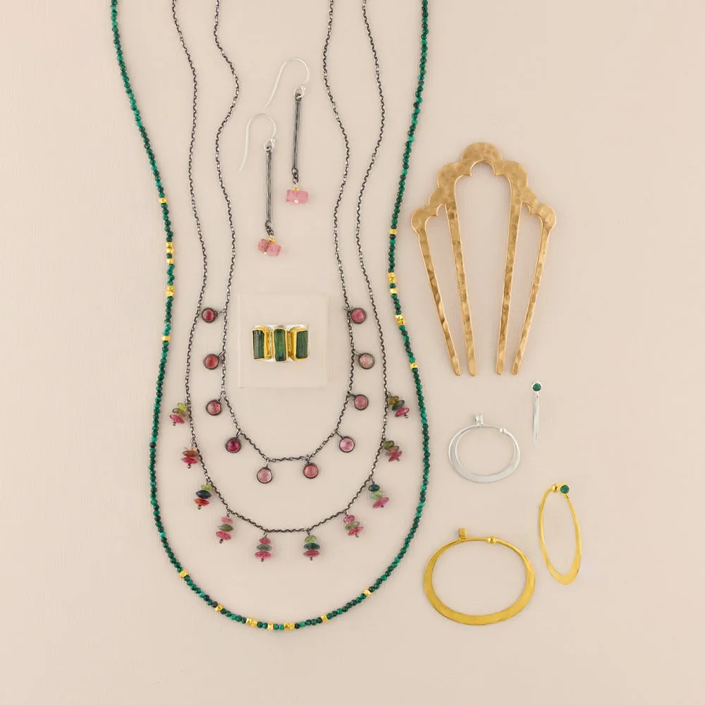 Illusion Hoops in Emerald & Silver - Small