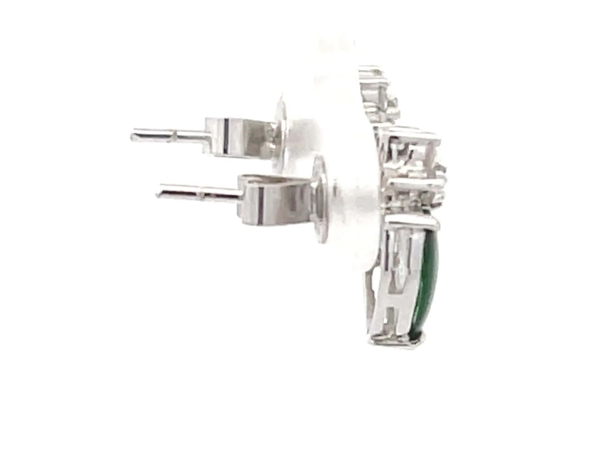 Imperial Jade Heart and Diamond Stud Earrings in 18K White Gold