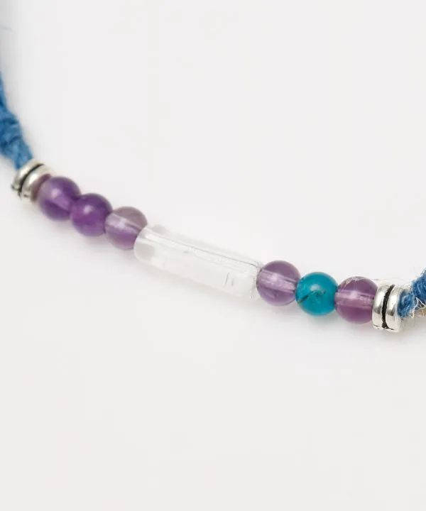 Indigo Dyed Braided Anklet - Amethyst - Feb