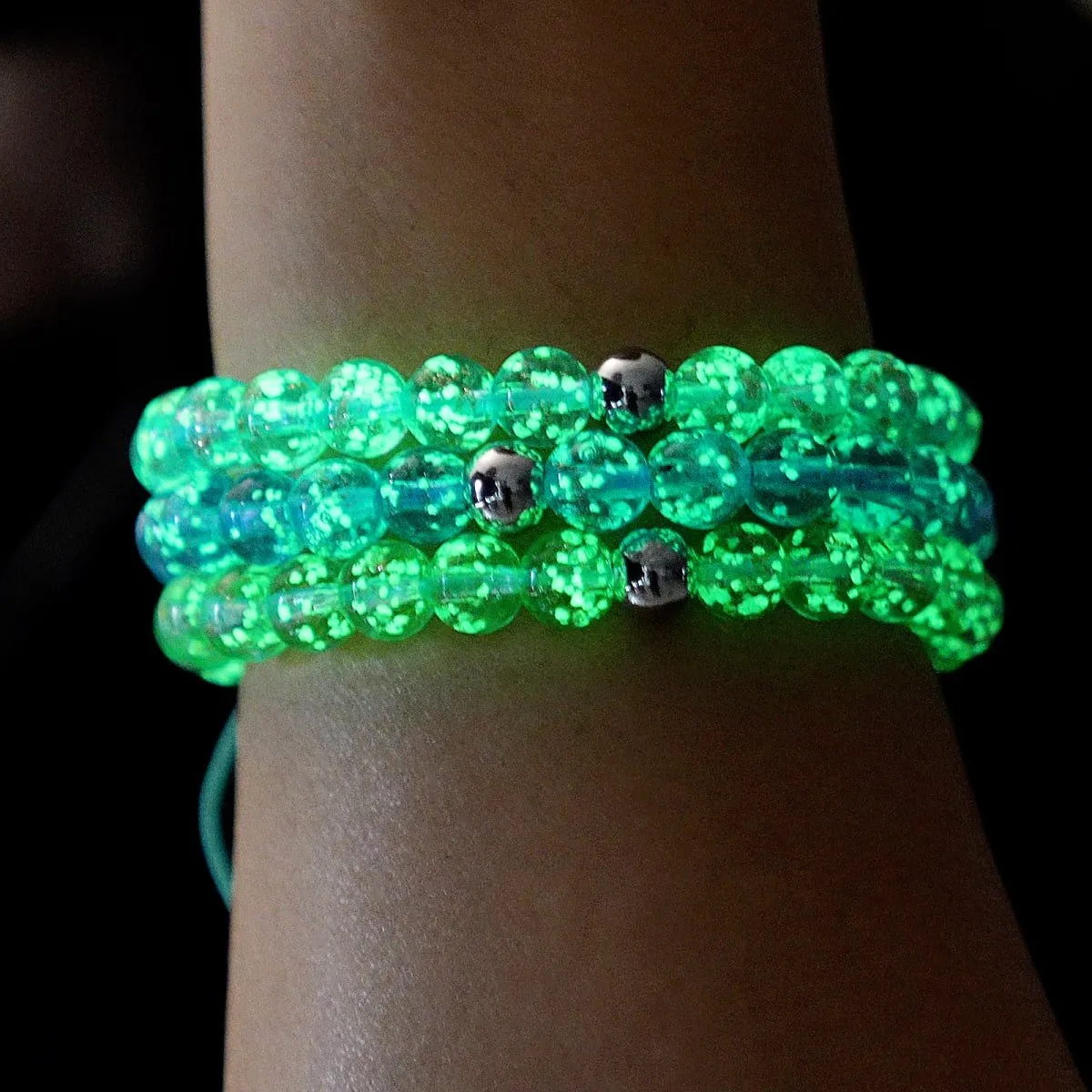Indigo | Silver | Firefly Glass Macrame Bracelet