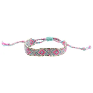 Jane Marie Kids Hot Pink, Mint, Pink, Aqua Woven Band With Gold Accent Edge Bracelet