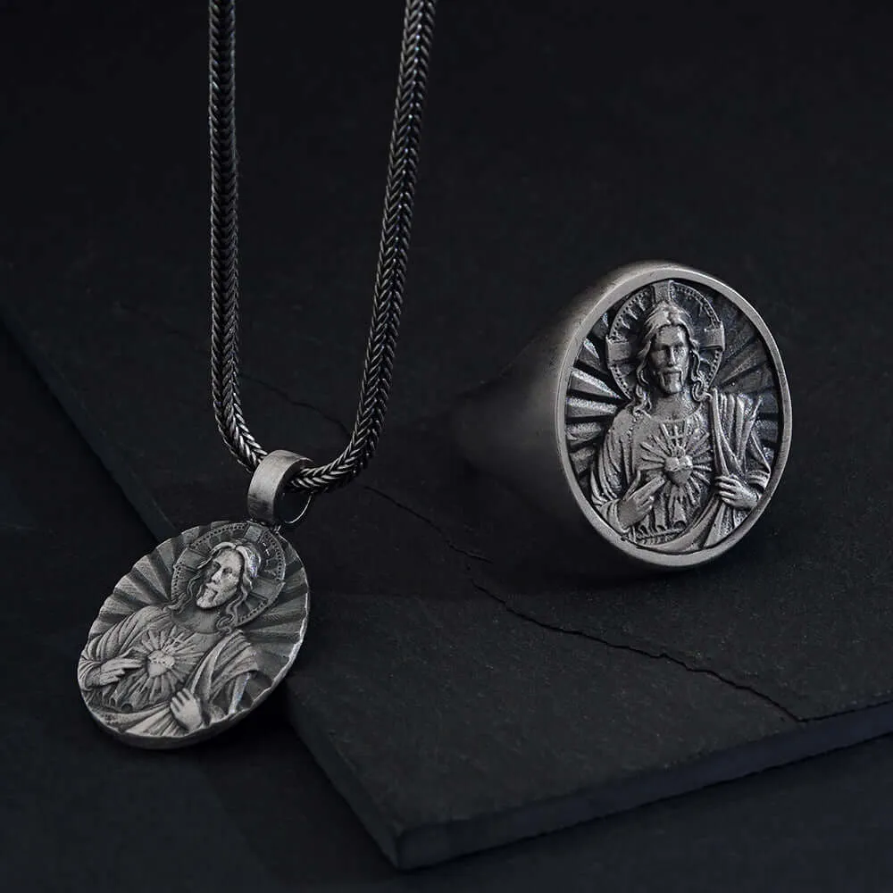 Jesus Christ Men's Silver Necklace Christianity Jewelry Religious Gift