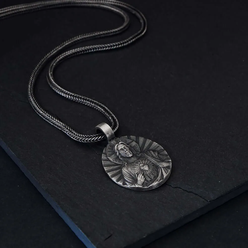 Jesus Christ Men's Silver Necklace Christianity Jewelry Religious Gift