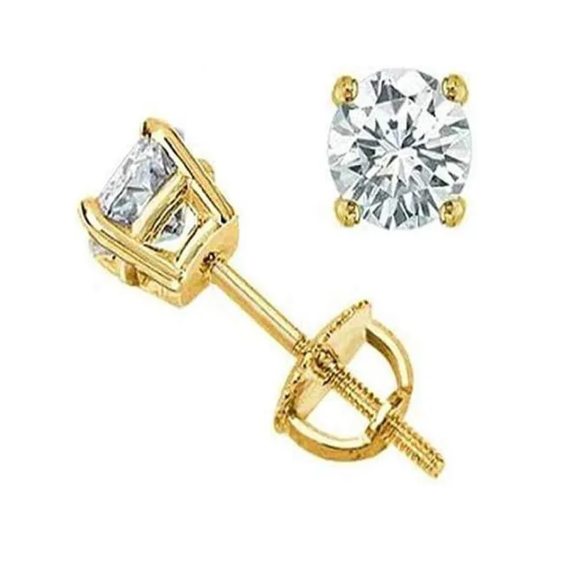 JewelMore 1/6 Carat - 6 Carat | 14K Rose Gold | Lab Grown Diamond Solitaire Stud Earrings | Round Shape Screw Back Prong Setting |(IGI Certified 2.00 ct & up)| Earrings