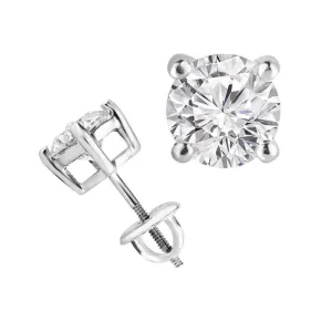 JewelMore 1/6 Carat - 6 Carat | 14K Rose Gold | Lab Grown Diamond Solitaire Stud Earrings | Round Shape Screw Back Prong Setting |(IGI Certified 2.00 ct & up)| Earrings