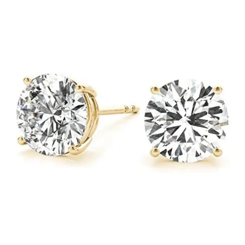 JewelMore 1/6 Carat - 6 Carat | 14K Rose Gold | Lab Grown Diamond Solitaire Stud Earrings | Round Shape Screw Back Prong Setting |(IGI Certified 2.00 ct & up)| Earrings