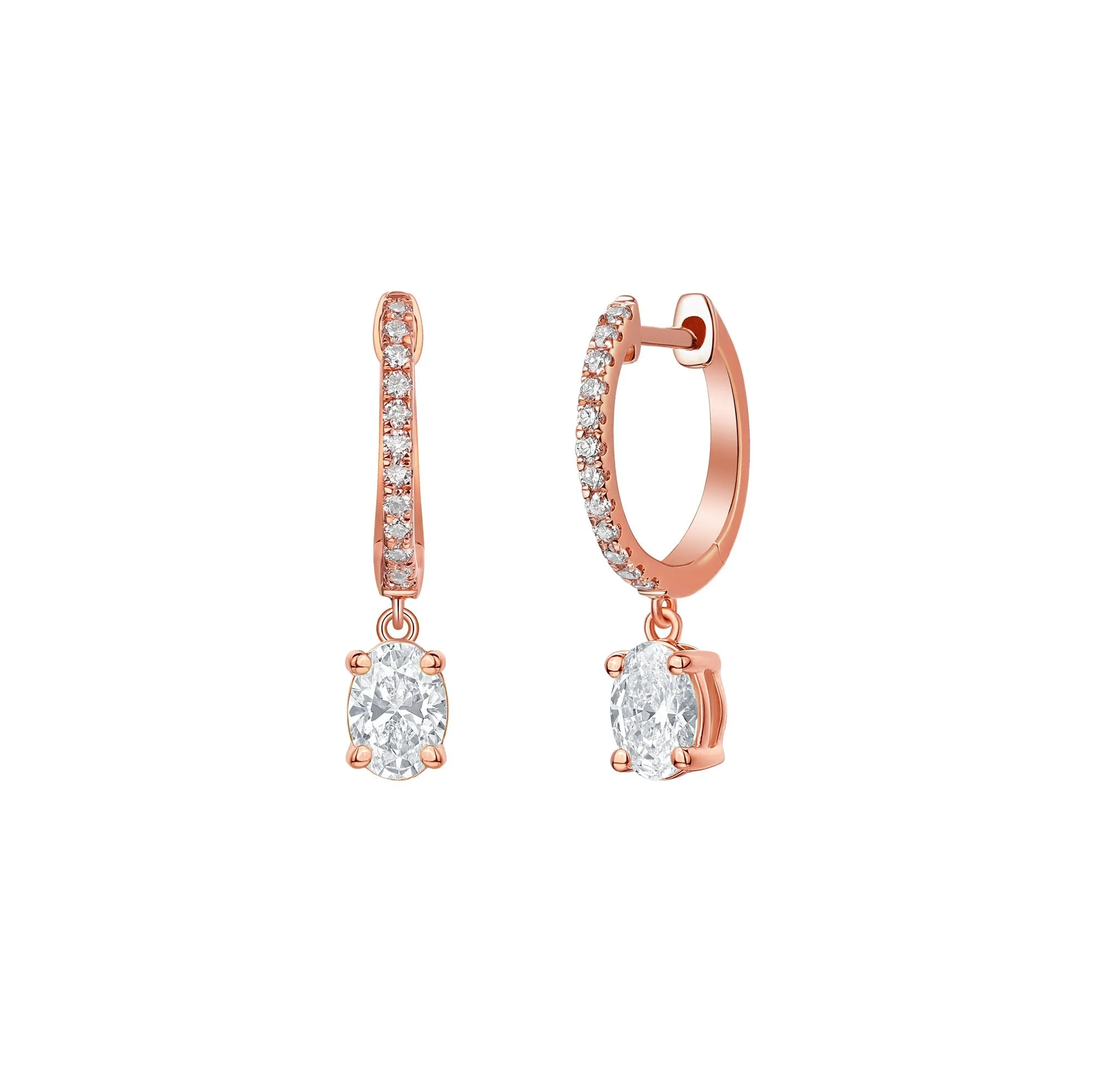 Lab Grown Diamond 0.79ct Oval Dangling hoop Earrings