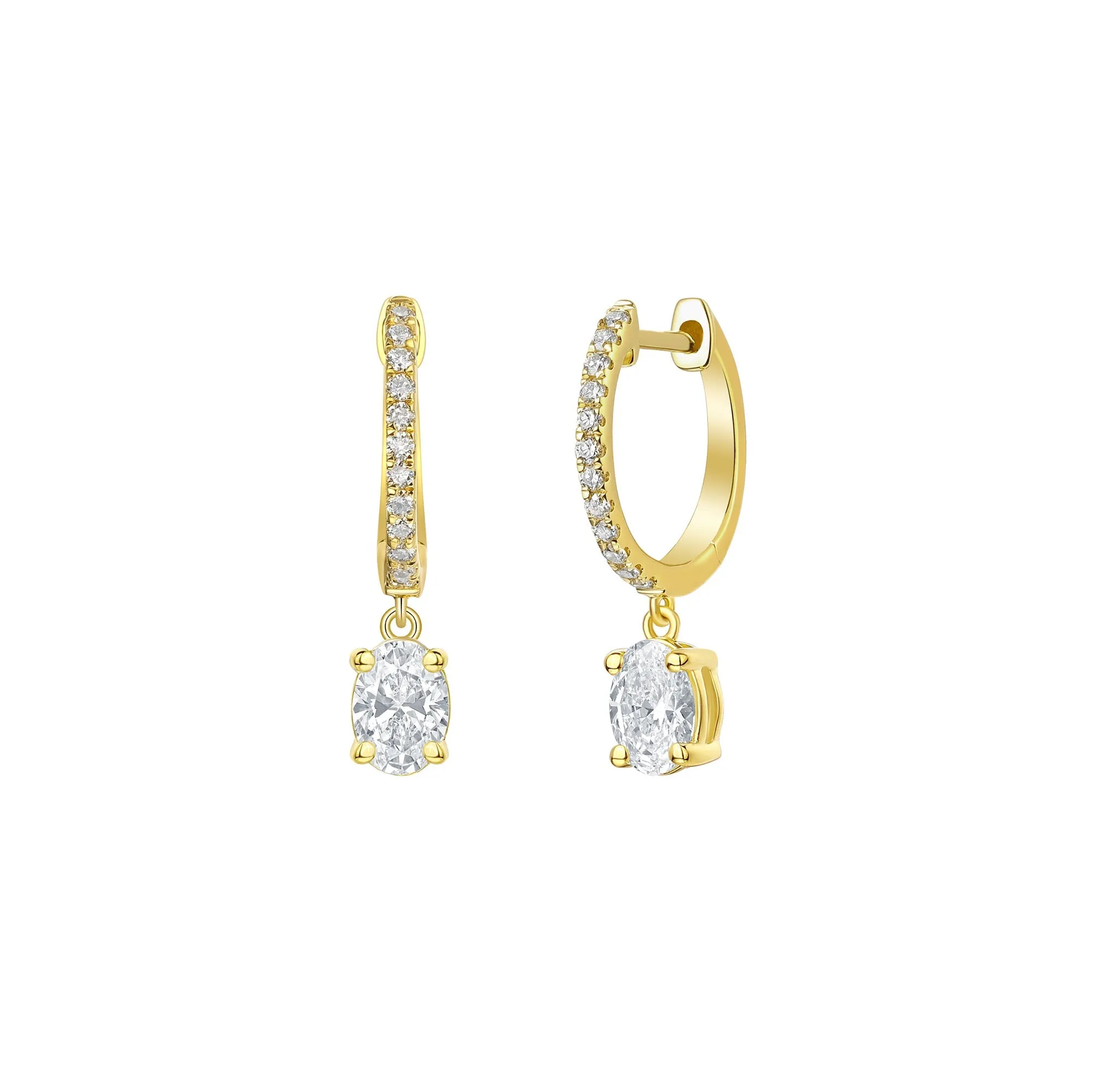 Lab Grown Diamond 0.79ct Oval Dangling hoop Earrings