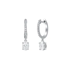 Lab Grown Diamond 0.79ct Oval Dangling hoop Earrings