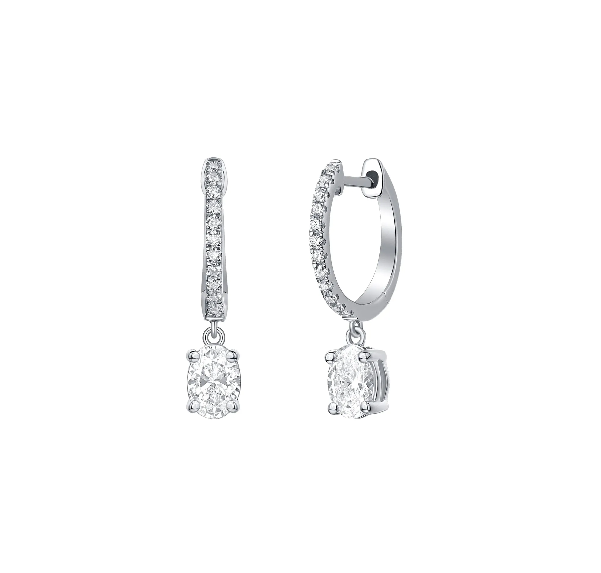 Lab Grown Diamond 0.79ct Oval Dangling hoop Earrings