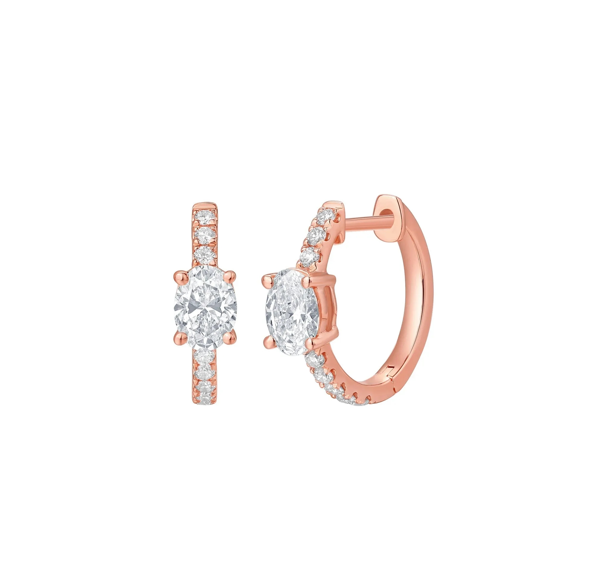 Lab Grown Diamond 0.82ct Oval mini hoop Earrings