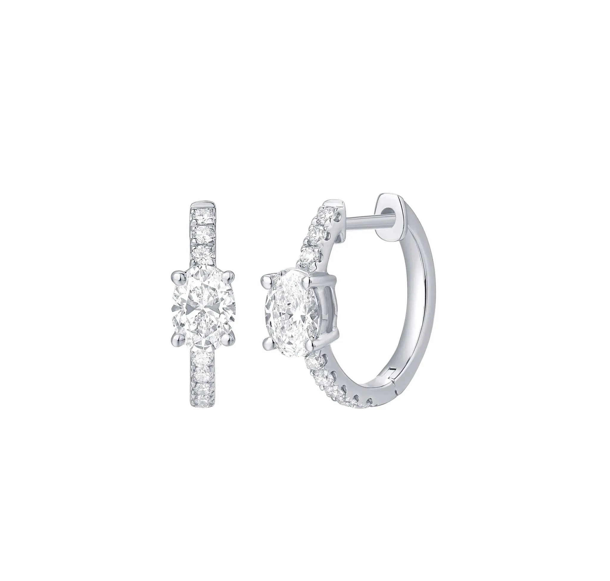 Lab Grown Diamond 0.82ct Oval mini hoop Earrings
