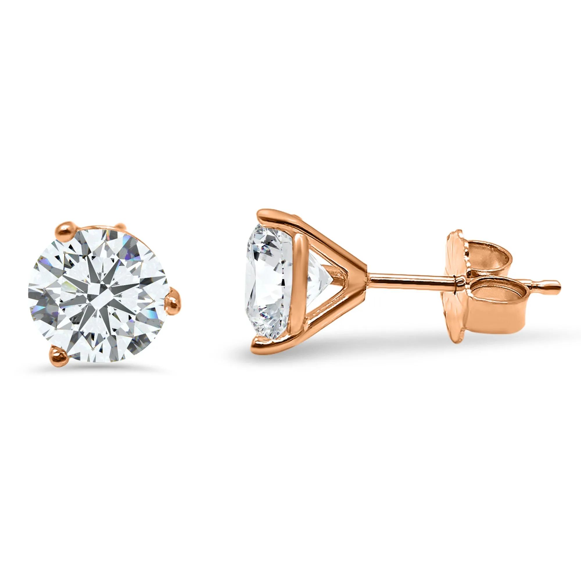 Lab-Grown Diamond Stud Earrings | 14k White, Yellow, or Rose Gold | 1/2, 1, or 1 1/2 Carat