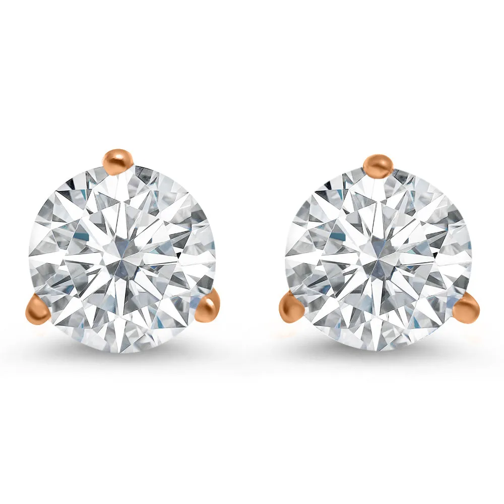 Lab-Grown Diamond Stud Earrings | 14k White, Yellow, or Rose Gold | 1/2, 1, or 1 1/2 Carat