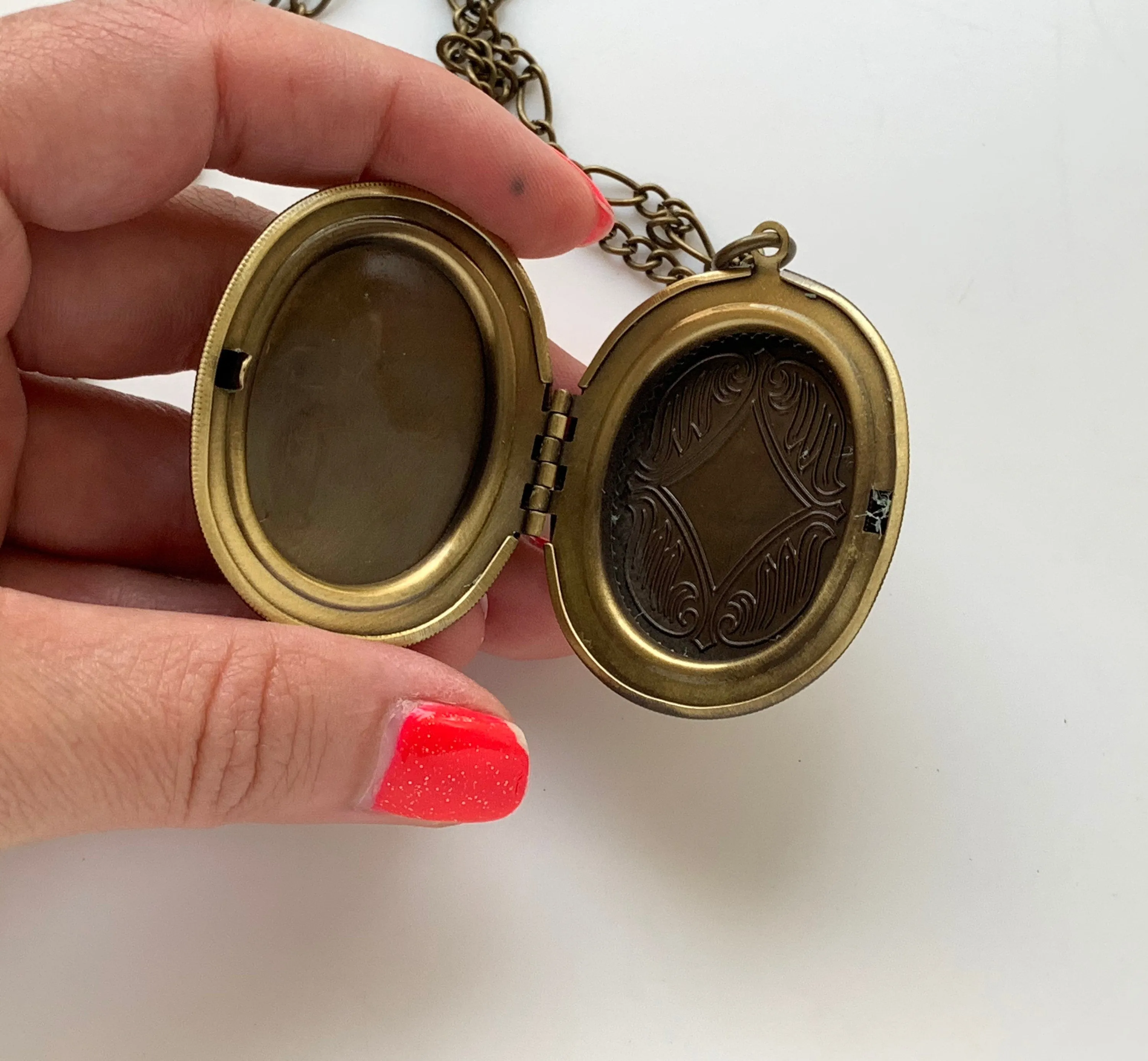 Large Raven Cameo Locket Necklace