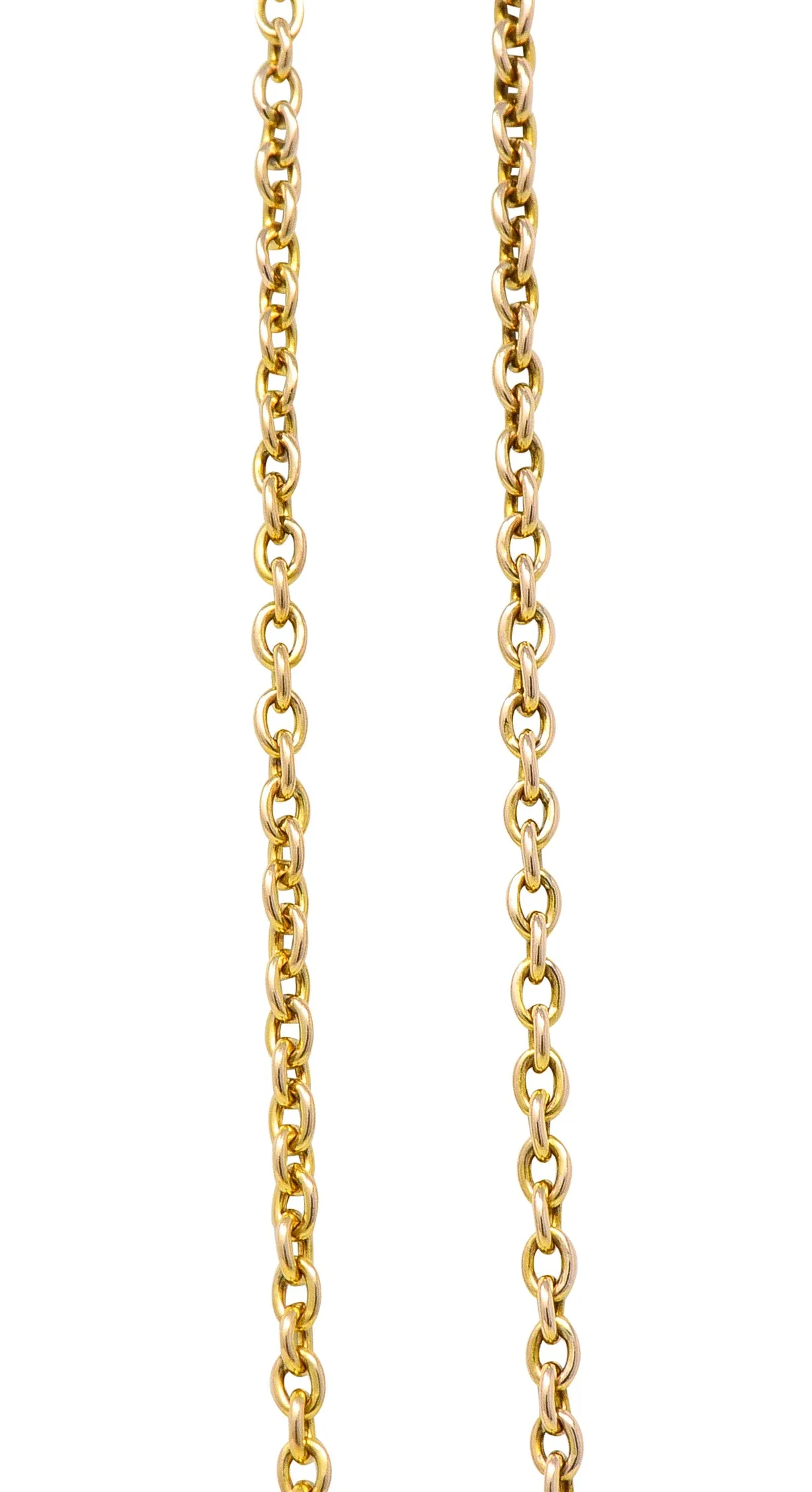 Late Victorian Amethyst 14 Karat Yellow Gold Antique 52 IN Long Station Chain Necklace