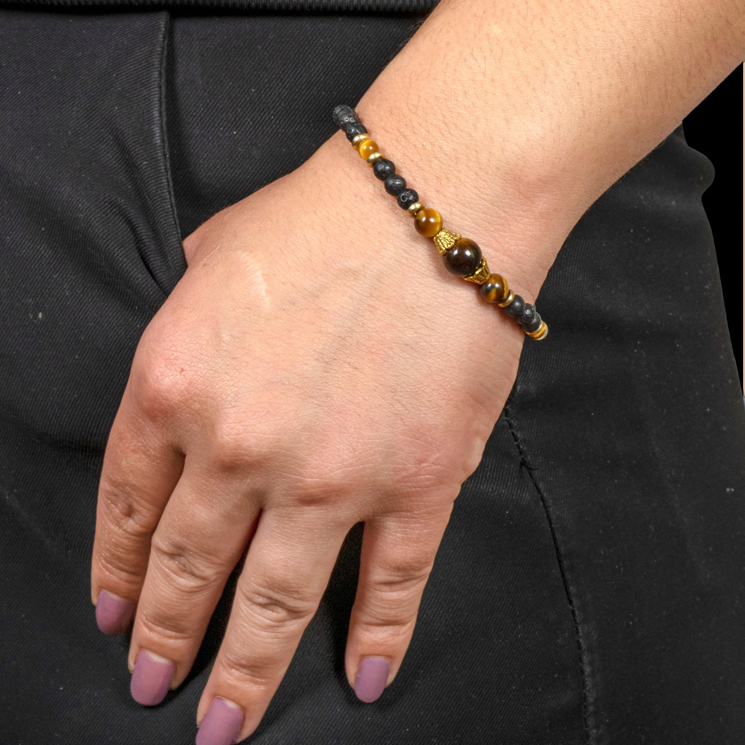 Lava Stone with Tiger Eye Strenght Bracelet