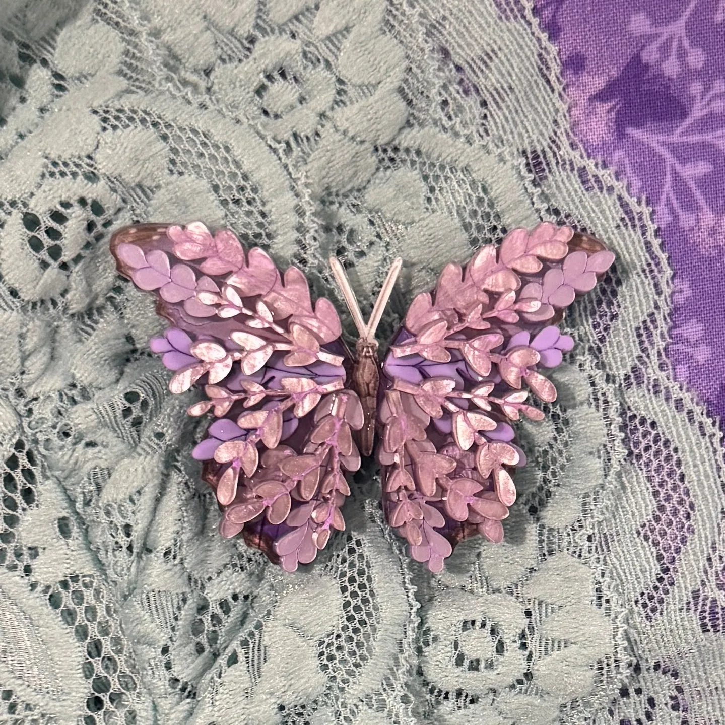 Lavender the butterfly - Brooch - Set of 2