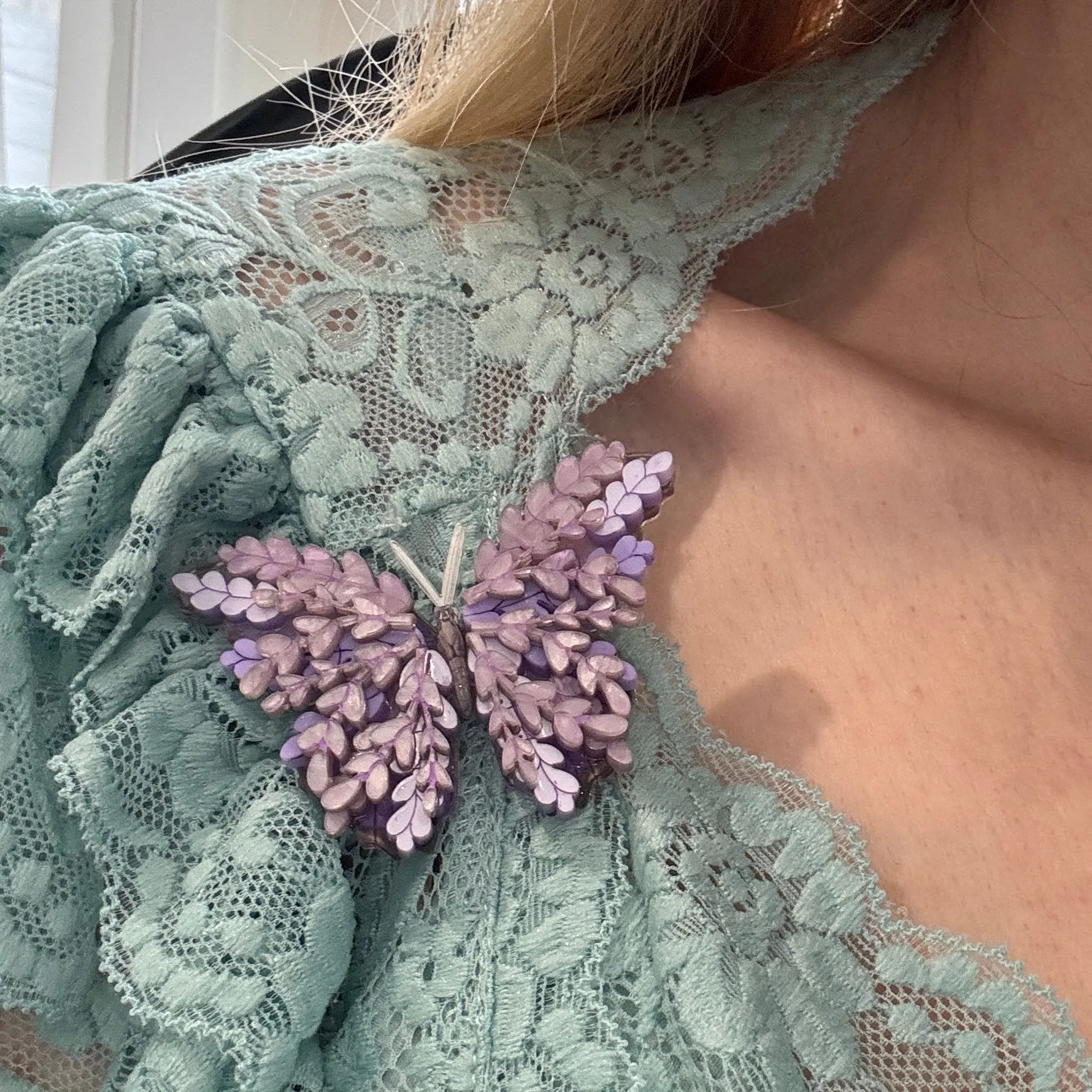 Lavender the butterfly - Brooch - Set of 2
