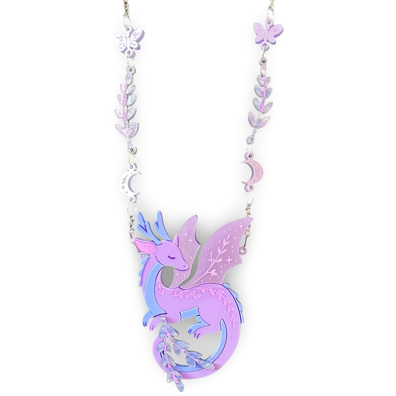 Lavender the dragon - necklace - Set of 2