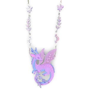 Lavender the dragon - necklace - Set of 2