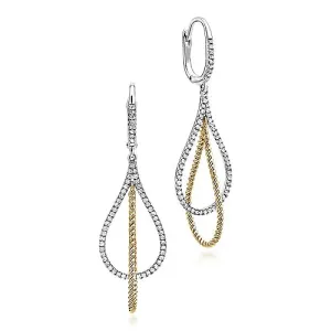 Layered Open Teardrop Diamond Drop Earrings