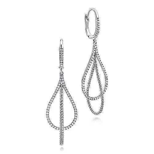 Layered Open Teardrop Diamond Drop Earrings