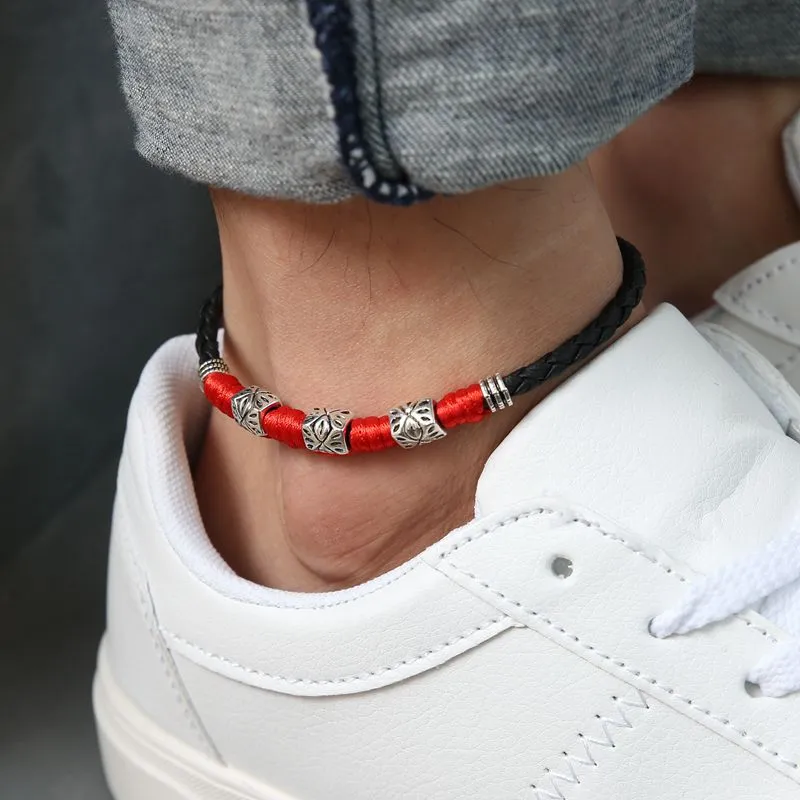 Leaf Anklet Woven Rope Bracelet Men's Jewelry