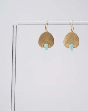 lily pad earring medium with mellon pale emerald beads 18k yg - lt green