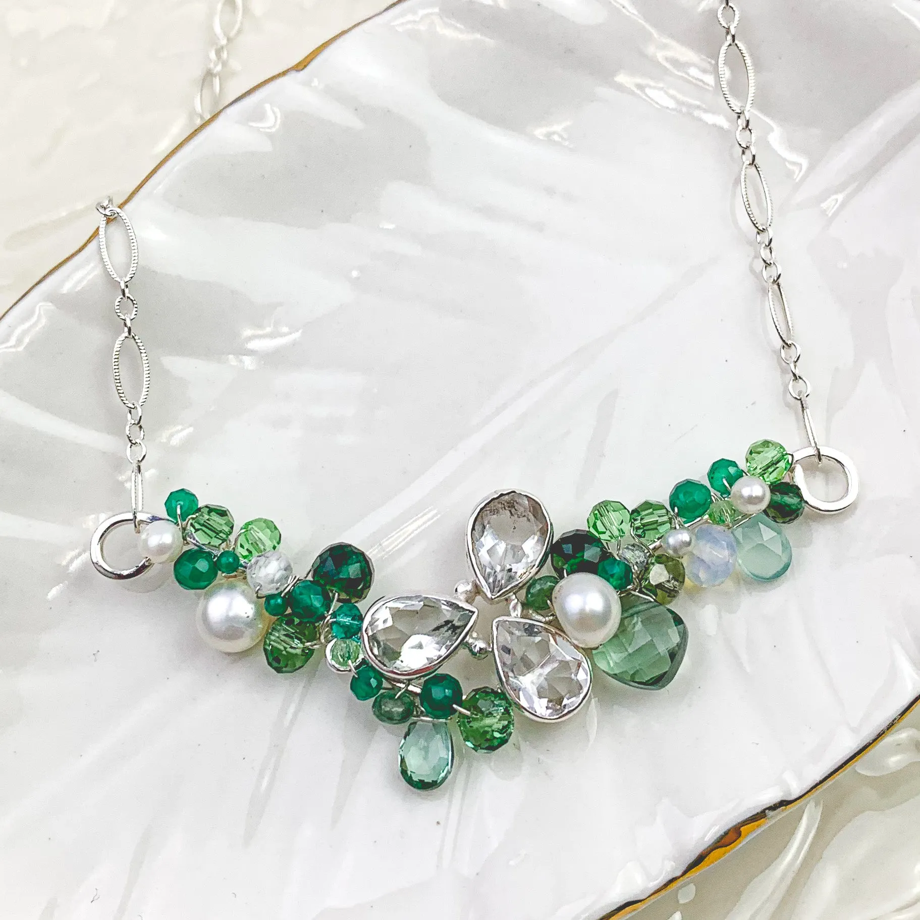 Limited Edition Ray Rock Crystal, Emerald & Pearl Necklace