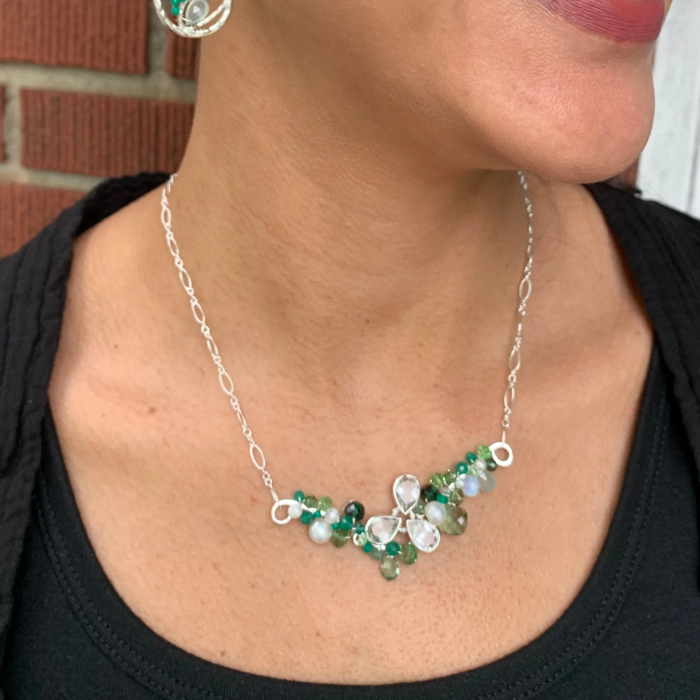 Limited Edition Ray Rock Crystal, Emerald & Pearl Necklace