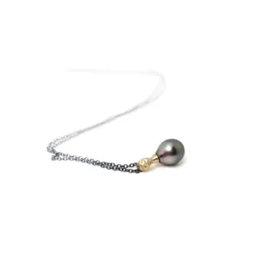 Little Tahitian Pearl and Diamond Cameo Necklace