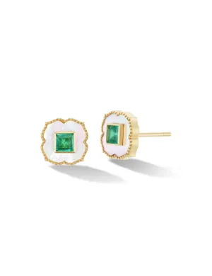 Lotus Inlay Stud Earrings